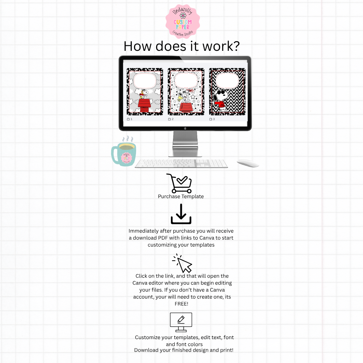 Snoopy Notebook Covers| Canva Composition Notebook Template| Back to School Labels (Copy)