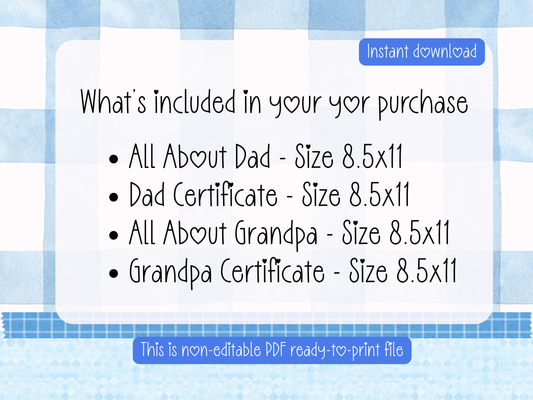 Father's Day Printable PDF Bundle | All About My Dad & Grandpa Keepsake Pages