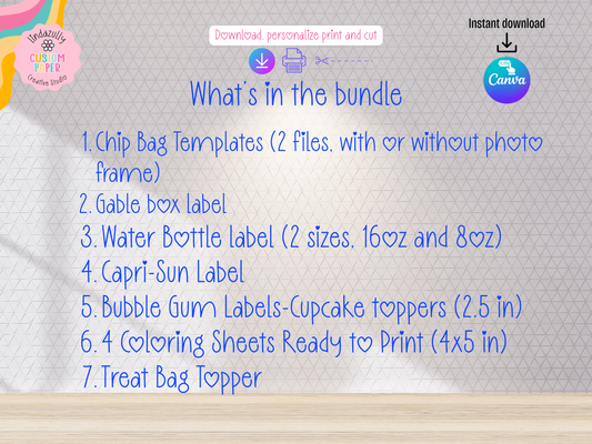 Bluey Inspired Birthday Party Bundle- Printable Canva Editable