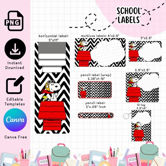 Snoopy School Labels - Digital Download (Copy)