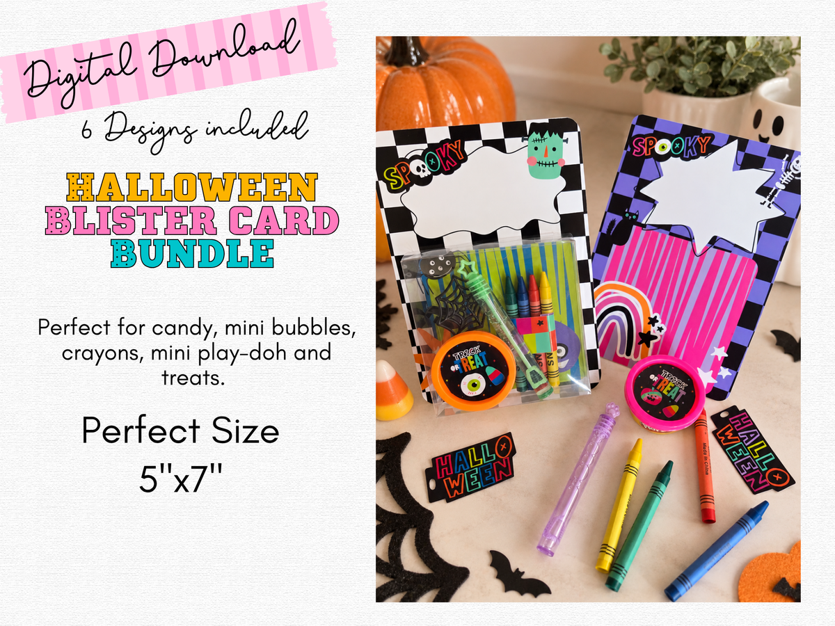 Halloween Blister Card Templates – 6 Designs | Printable + Canva Name Personalization