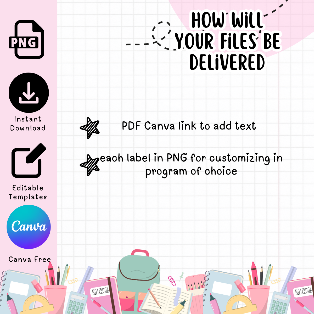 Pink Snoopy School Labels - Digital Download