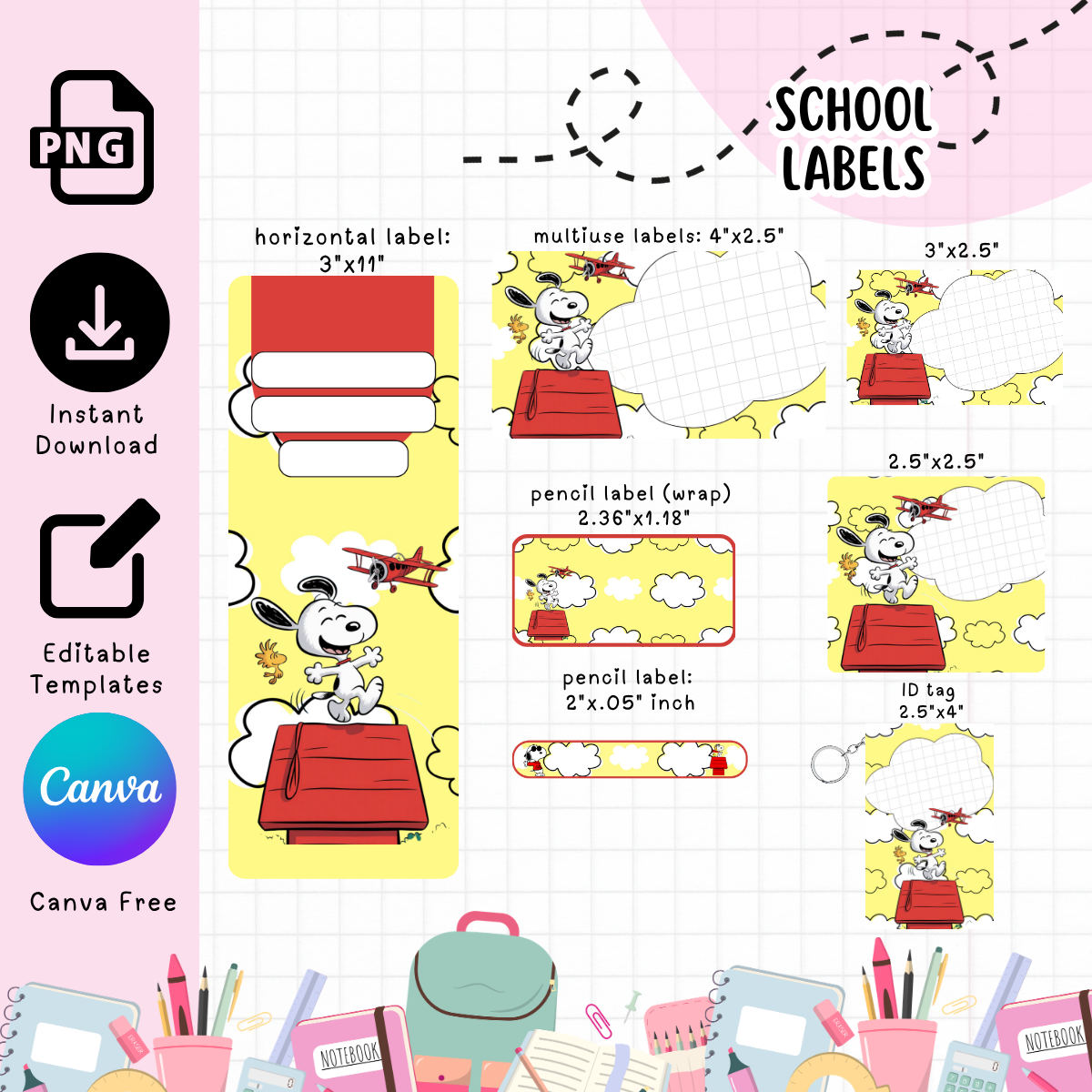 Snoopy School Labels - Digital Download (Copy)