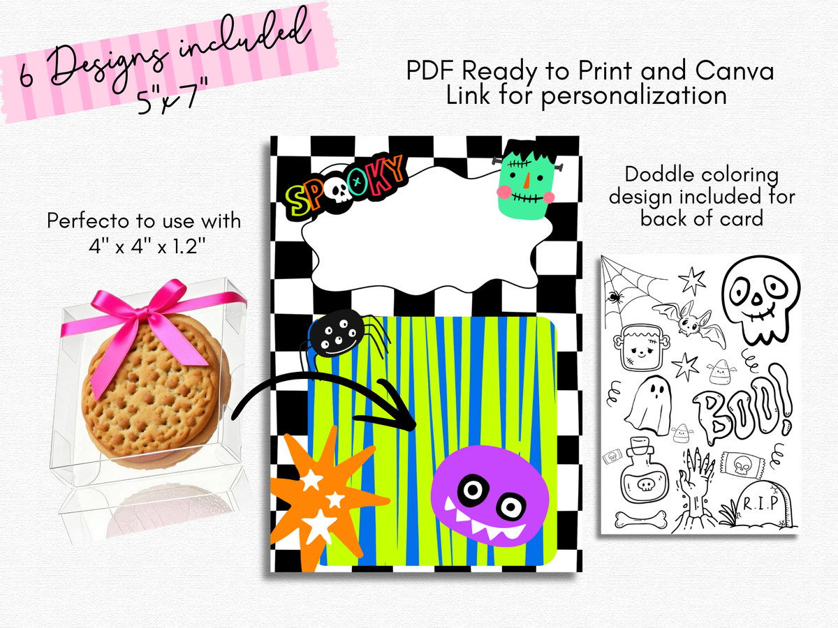 Halloween Blister Card Templates – 6 Designs | Printable + Canva Name Personalization