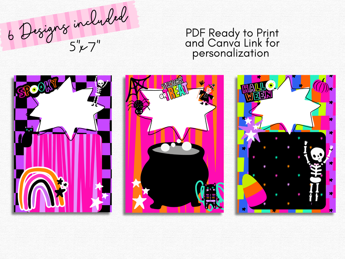 Halloween Blister Card Templates – 6 Designs | Printable + Canva Name Personalization