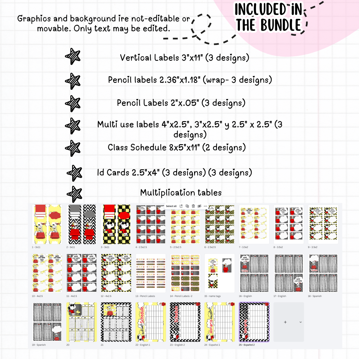 Snoopy School Labels - Digital Download (Copy)