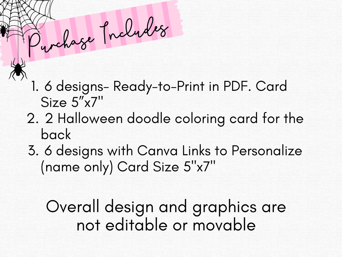 Halloween Blister Card Templates – 6 Designs | Printable + Canva Name Personalization