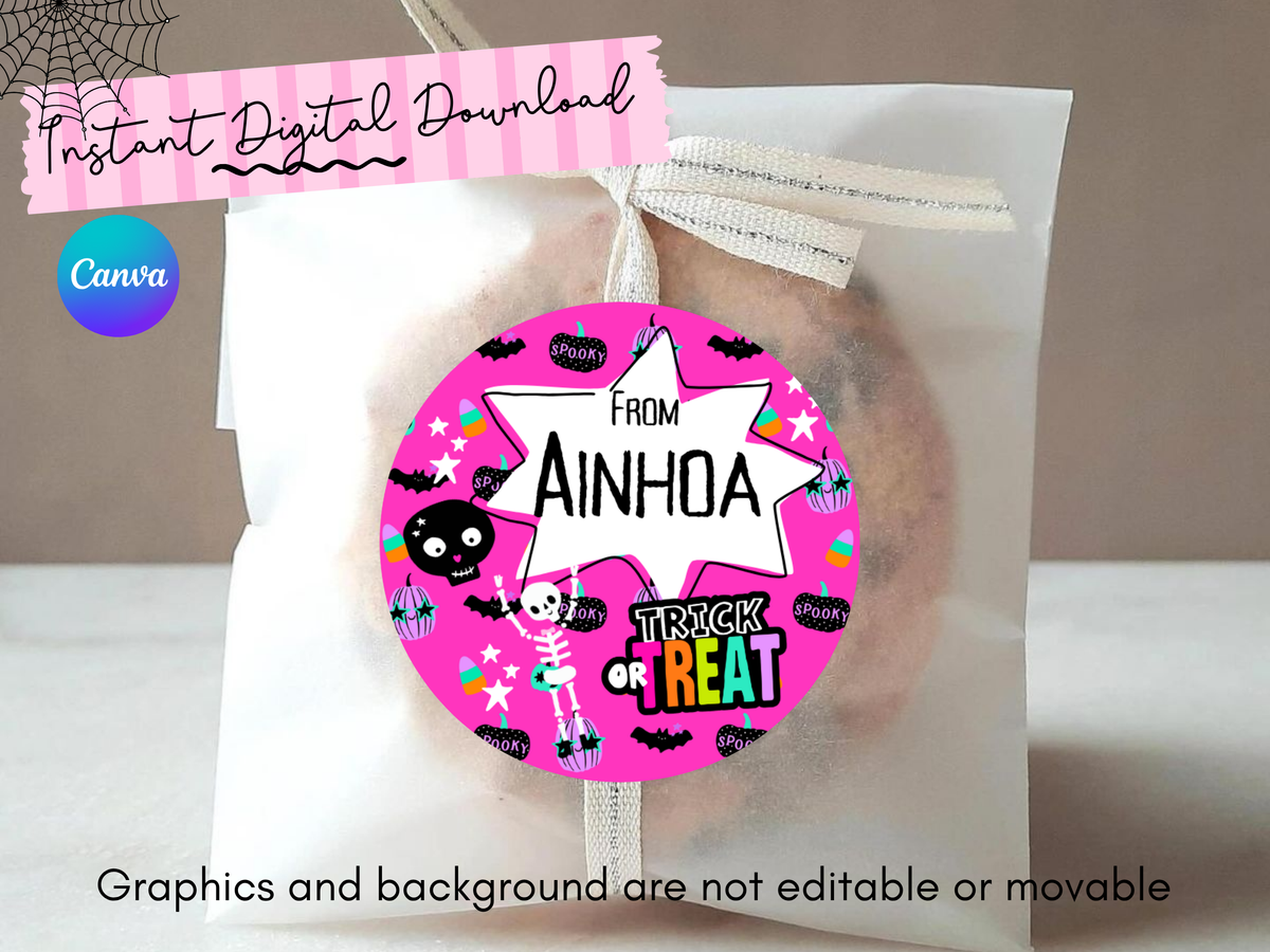 Halloween Stickers Template | Canva Personalized Name Labels | Digital Download