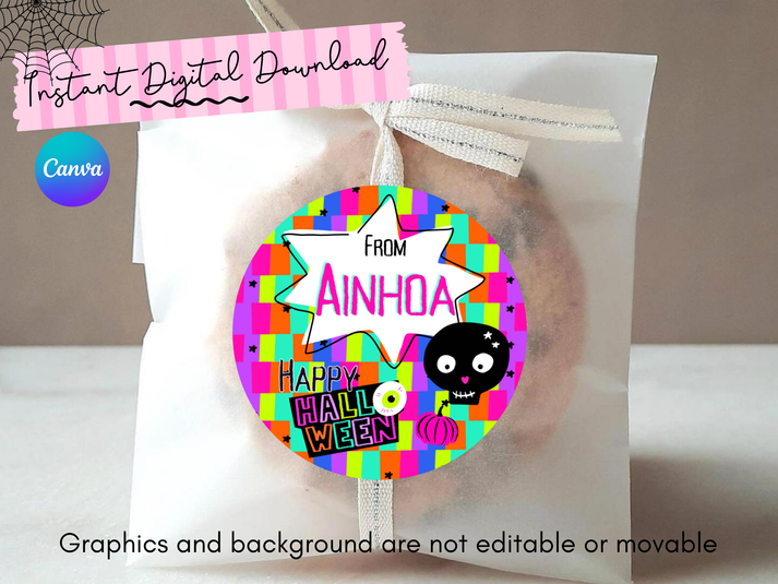Halloween Stickers Template | Canva Personalized Name Labels | Digital ...