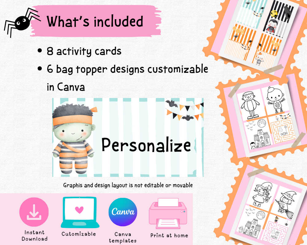 Personalized Halloween Coloring Kit, Party Favors, Classroom Gifts (Digital Download)