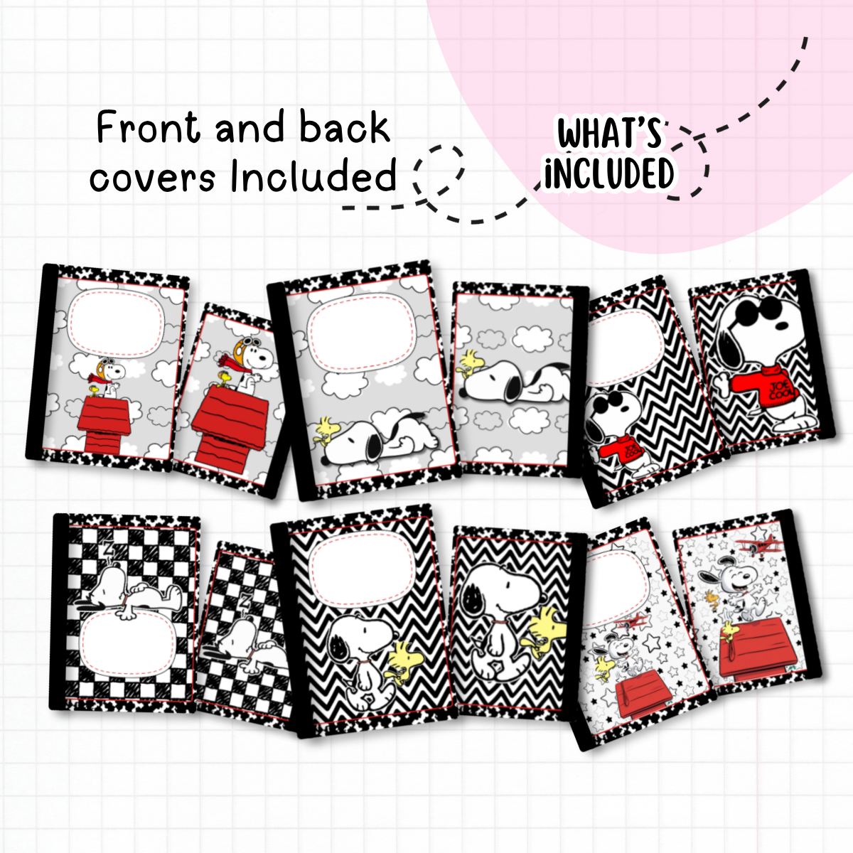 Snoopy Notebook Covers| Canva Composition Notebook Template| Back to School Labels (Copy)