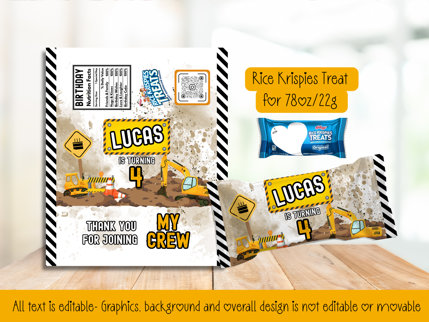 Construction Theme Party Printable (Digital Download) Canva Editable