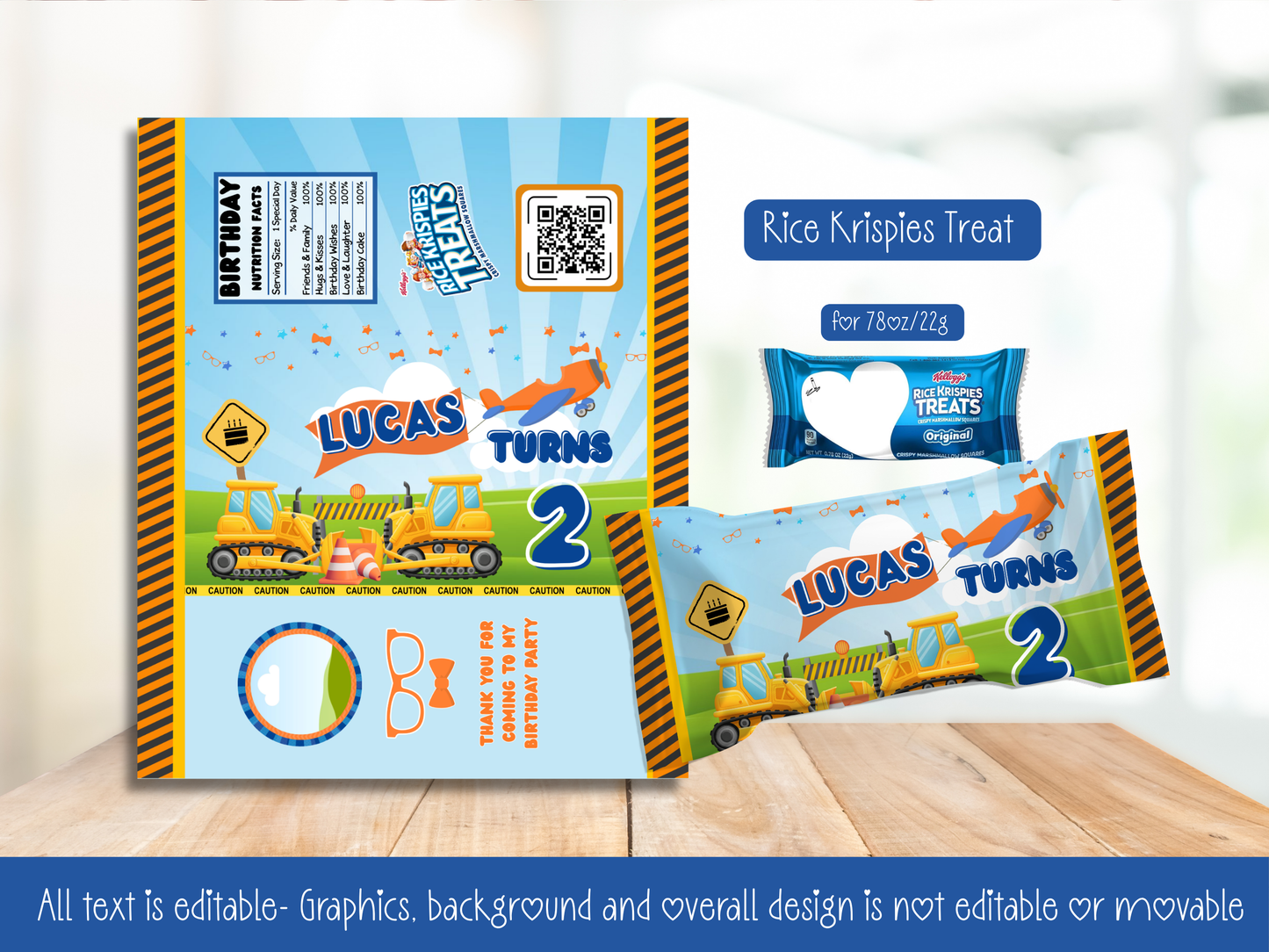 Construction Theme Party Printable (Digital Download) Canva Editable