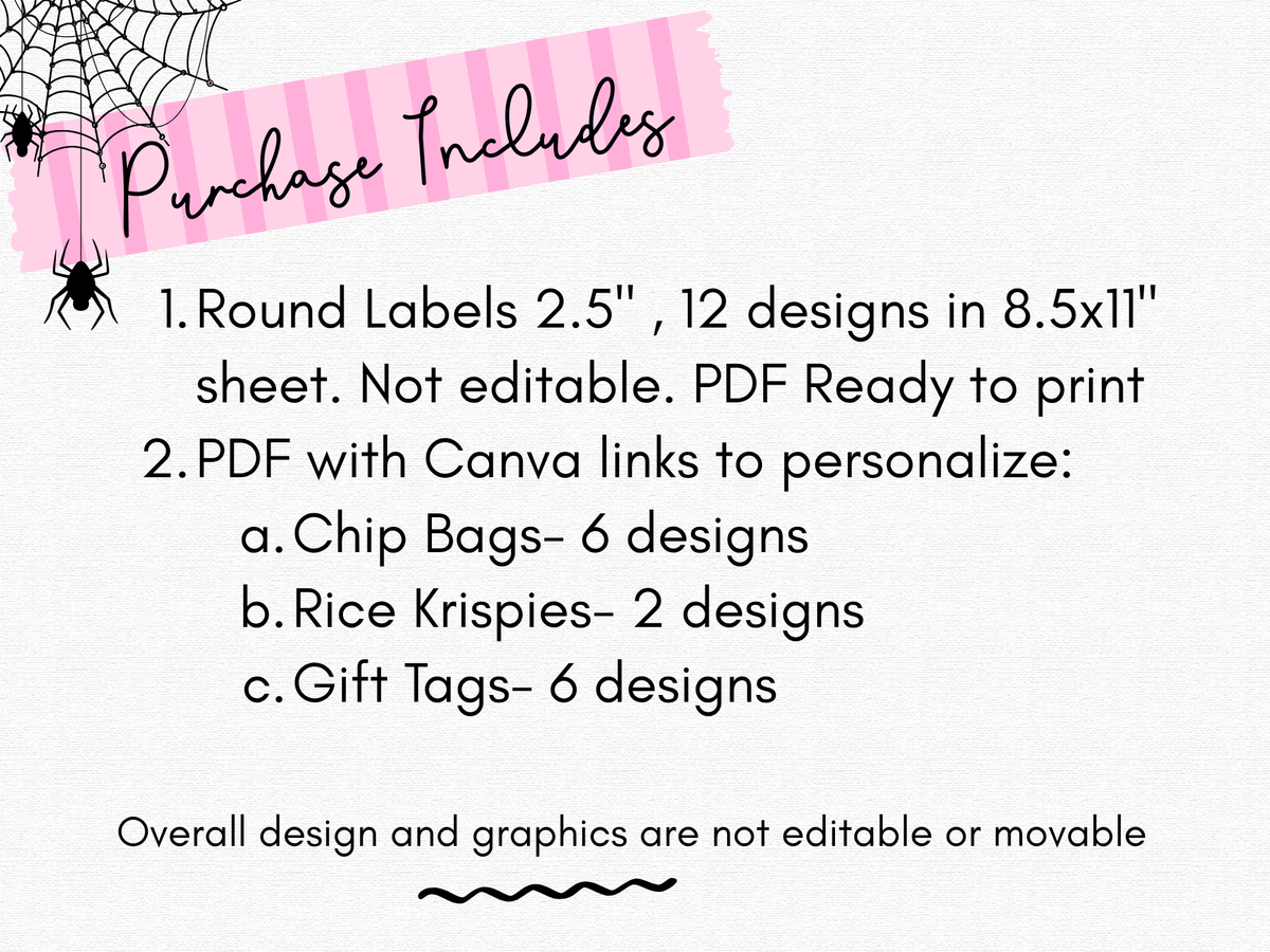 Halloween Party Favor Bundle | Editable Canva Templates + Printable License