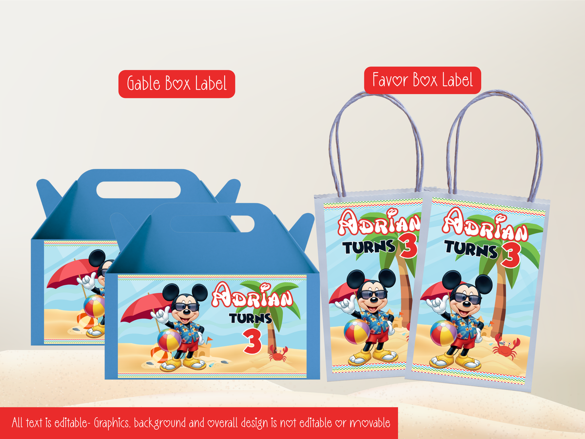 Editable Mickey Summer Birthday Party Printables