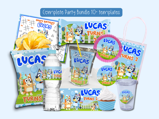 Bluey Inspired Birthday Party Bundle Template | Editable Canva Party Decorations