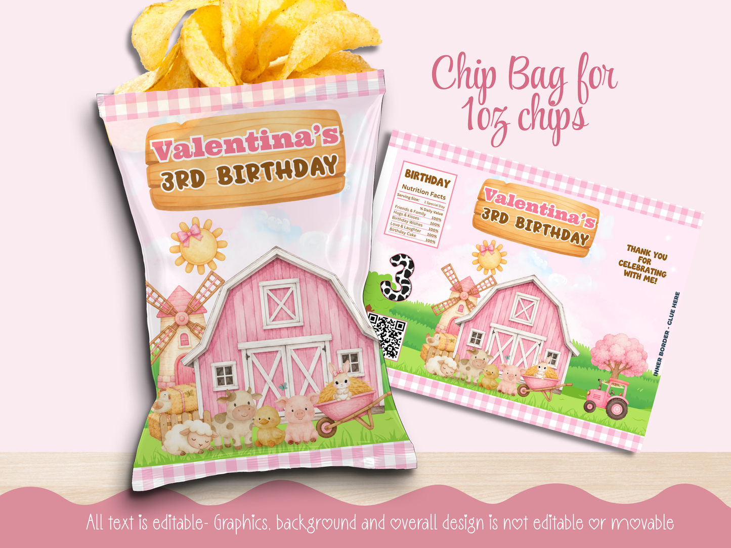 Pink Farm Party Decor Bundle| Canva Editable| Instant Download
