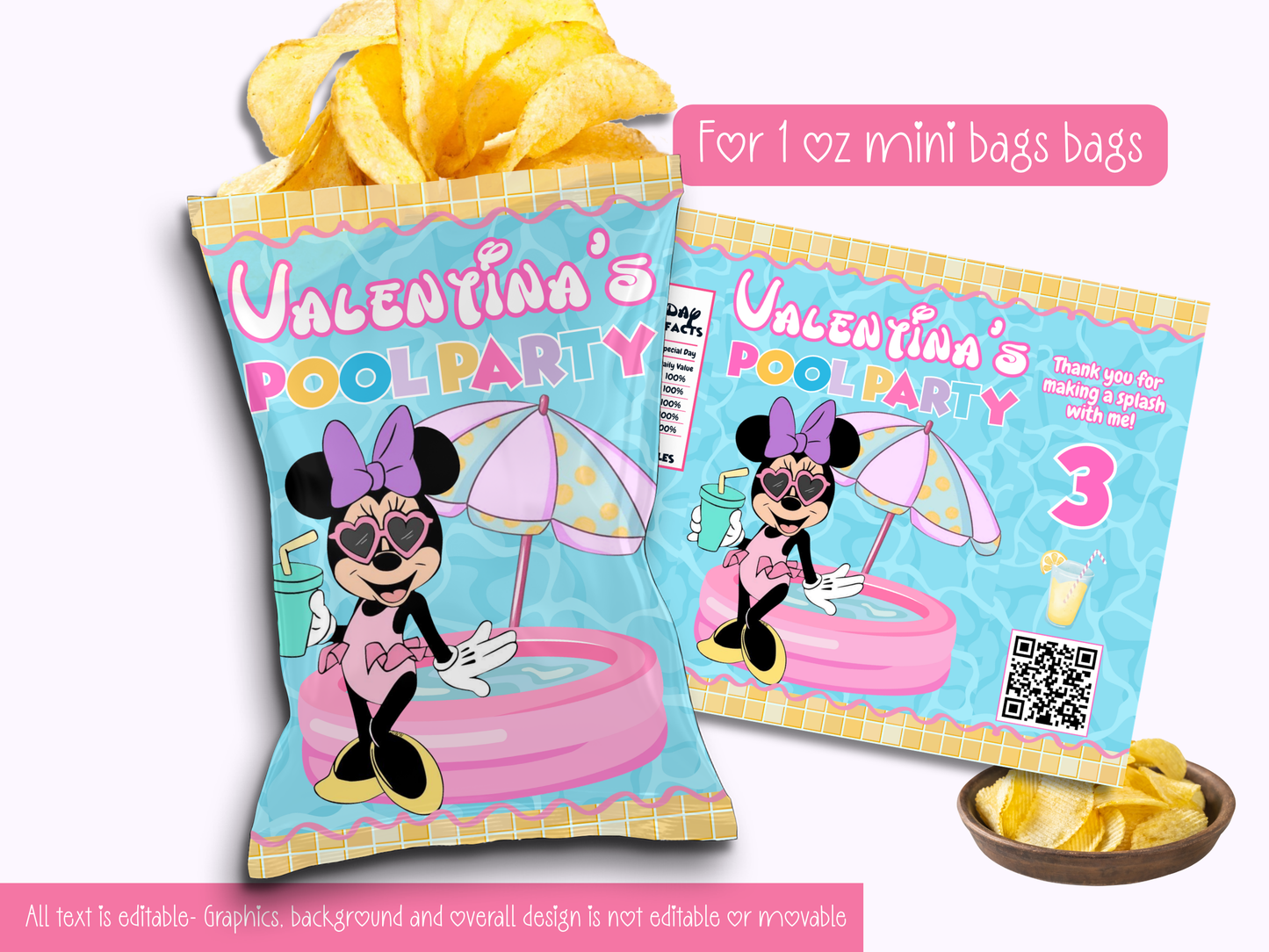 Minnie Pool Party Printable Templates | 10 template bundle