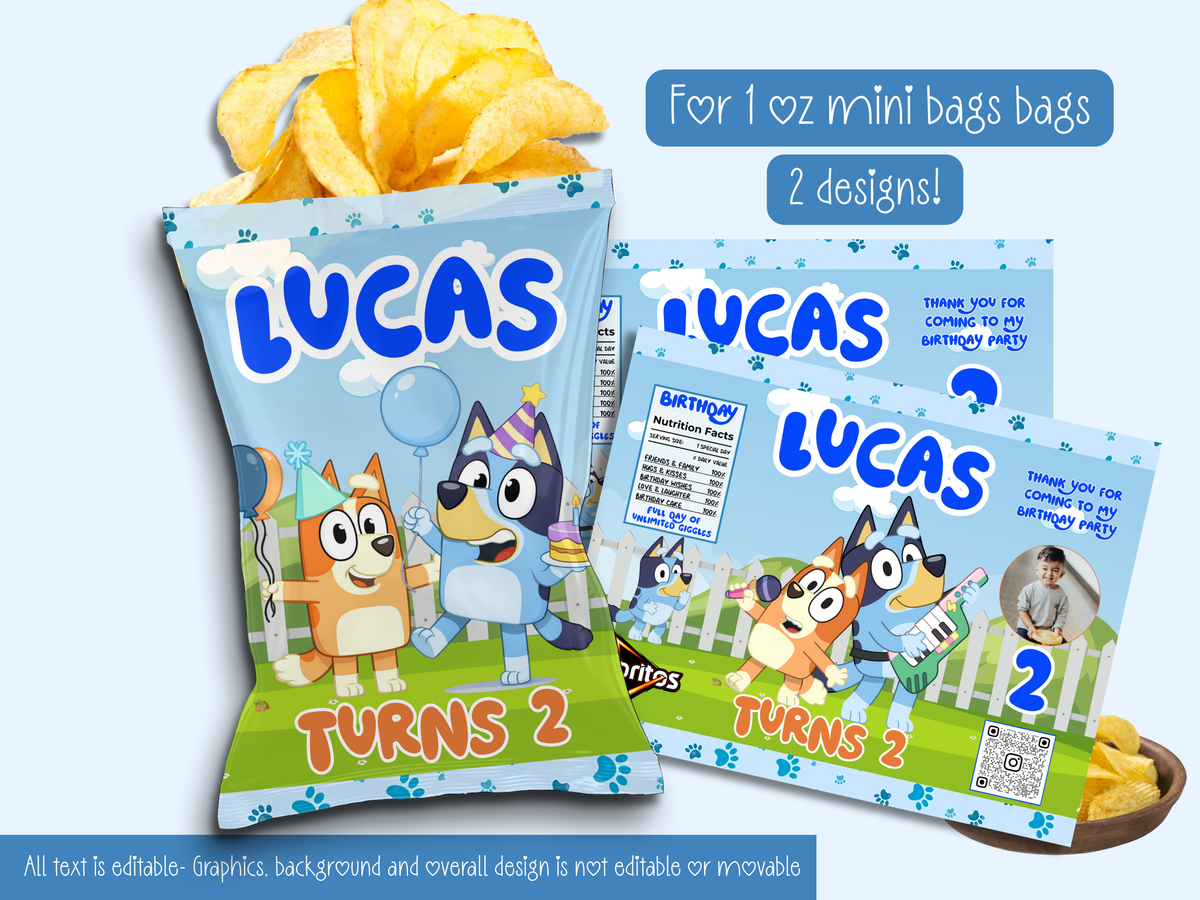 Bluey Inspired Birthday Party Bundle Template | Editable Canva Party Decorations
