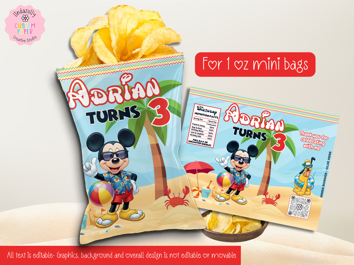 Editable Mickey Summer Birthday Party Printables