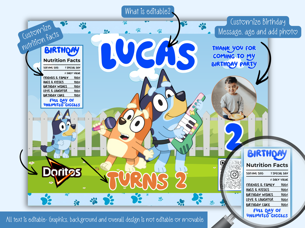 Bluey Inspired Birthday Party Bundle Template | Editable Canva Party Decorations