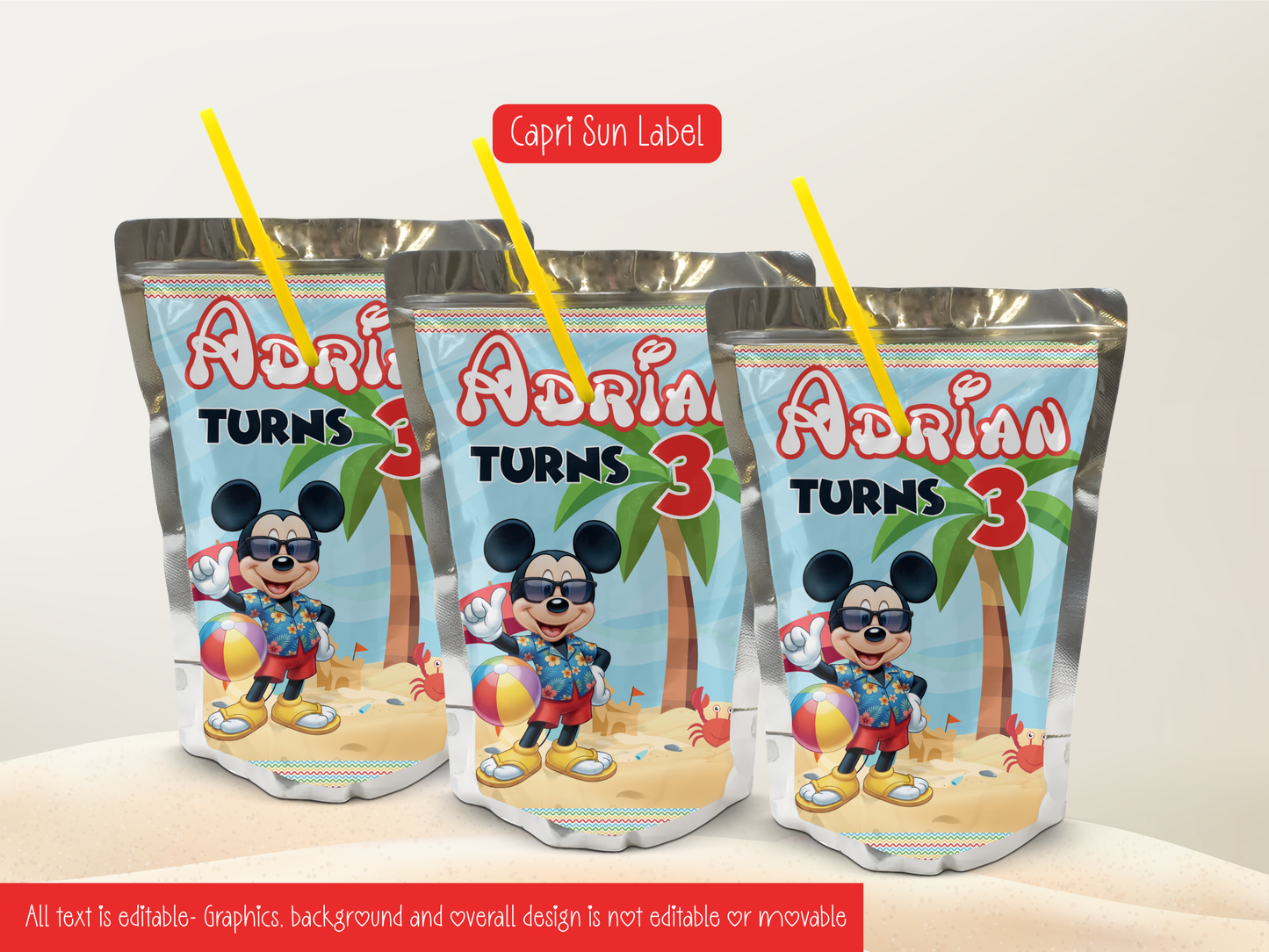 Editable Mickey Summer Birthday Party Printables