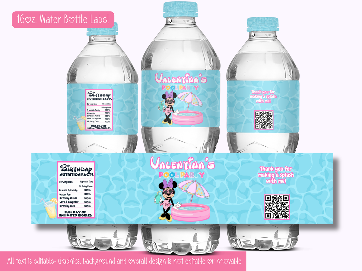 Minnie Pool Party Printable Templates | 10 template bundle