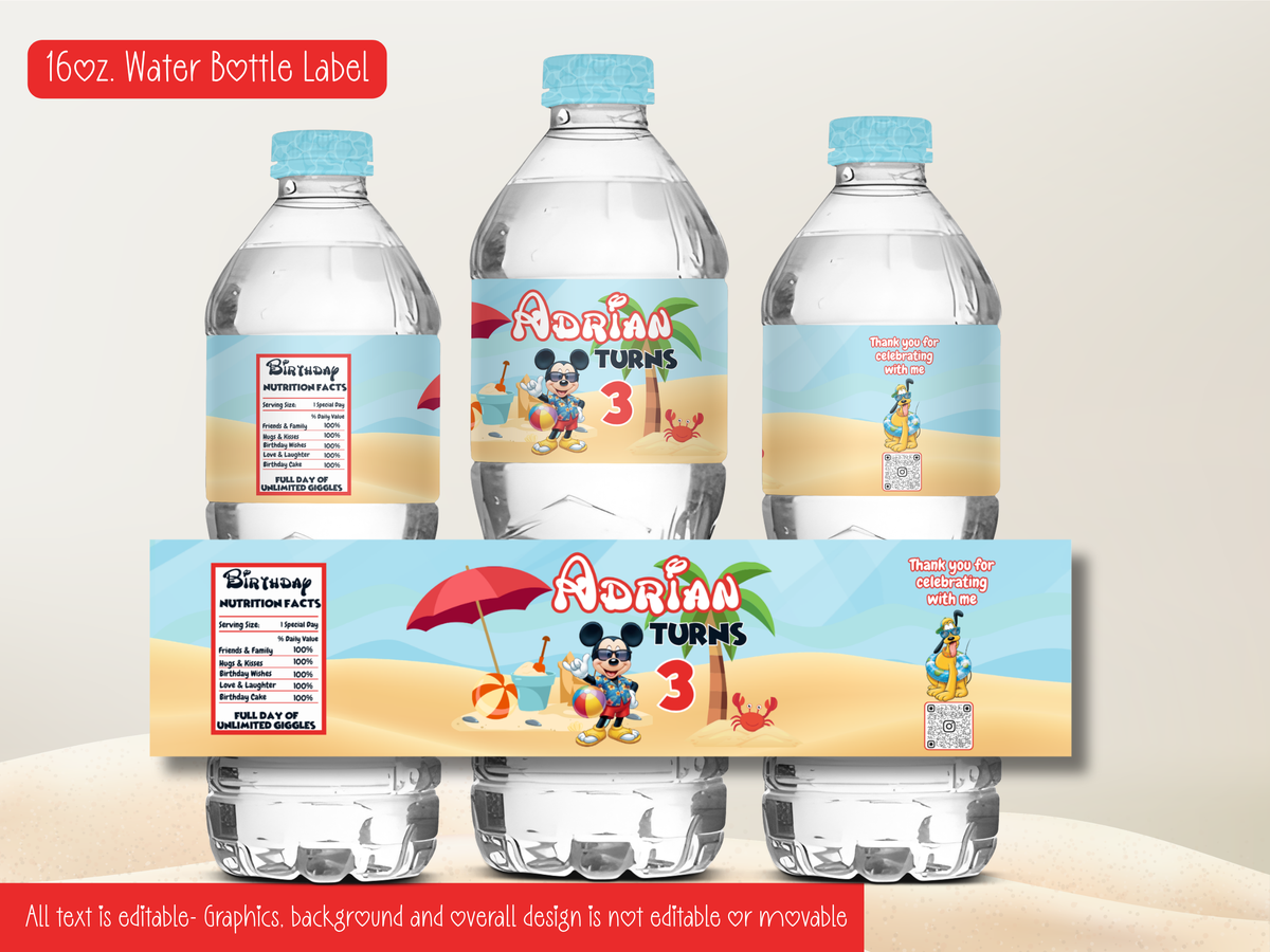 Editable Mickey Summer Birthday Party Printables