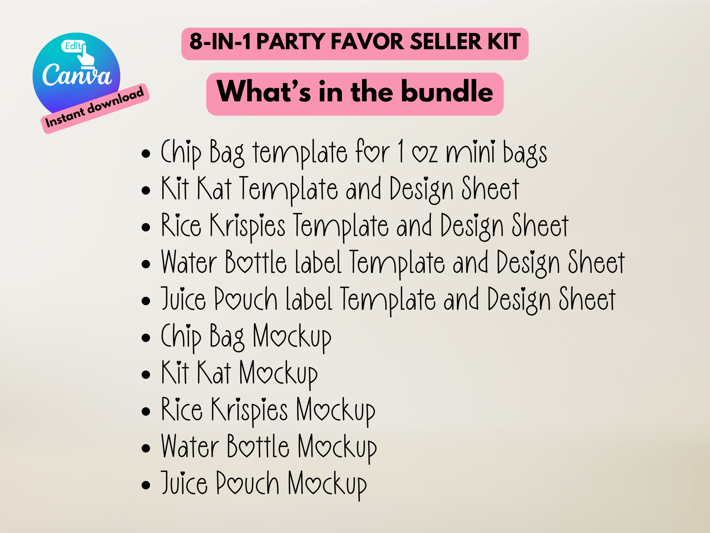 Party Favor Mockup & Template Bundle | Party Favor Seller Kit