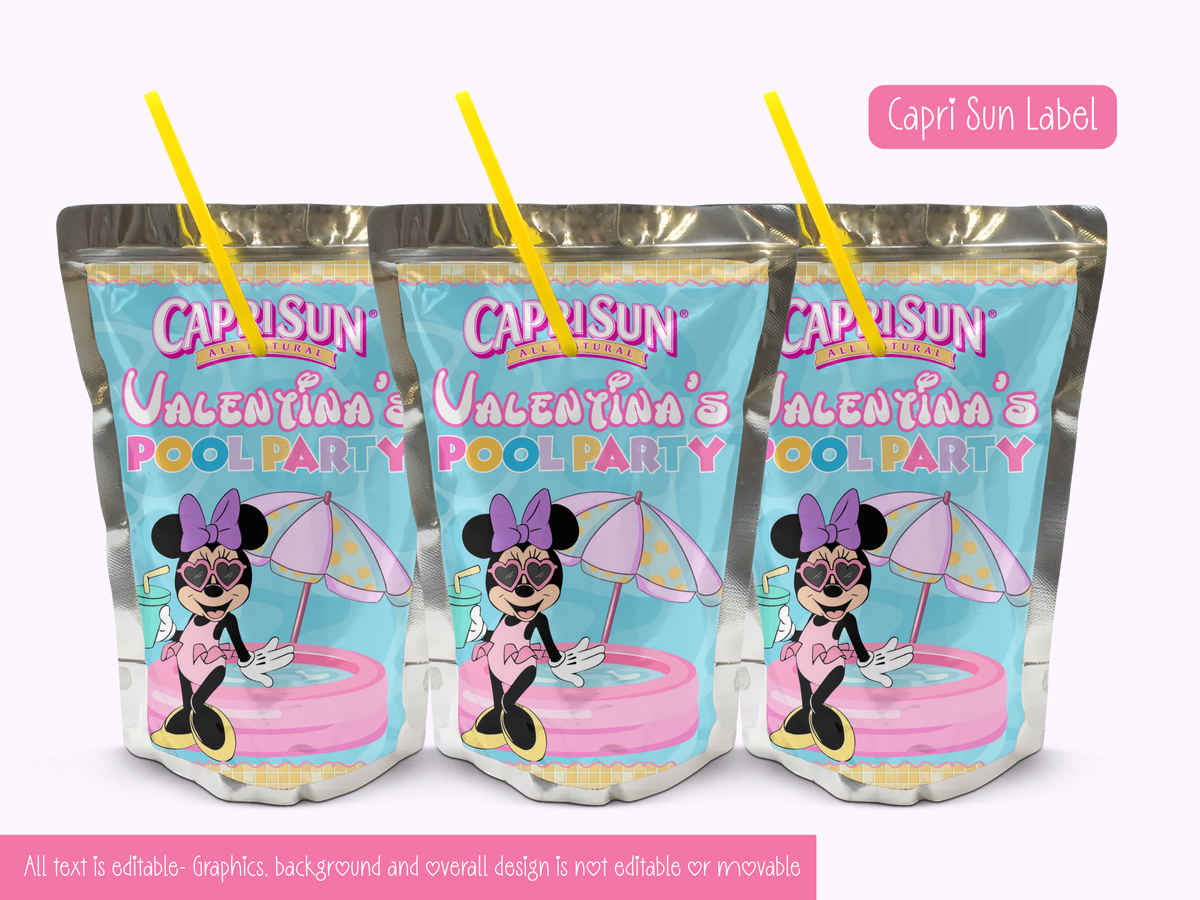 Minnie Pool Party Printable Templates | 10 template bundle