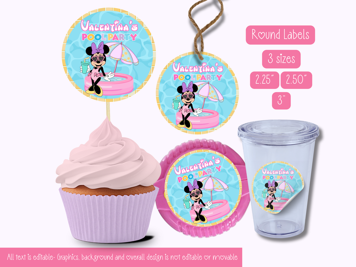 Minnie Pool Party Printable Templates | 10 template bundle