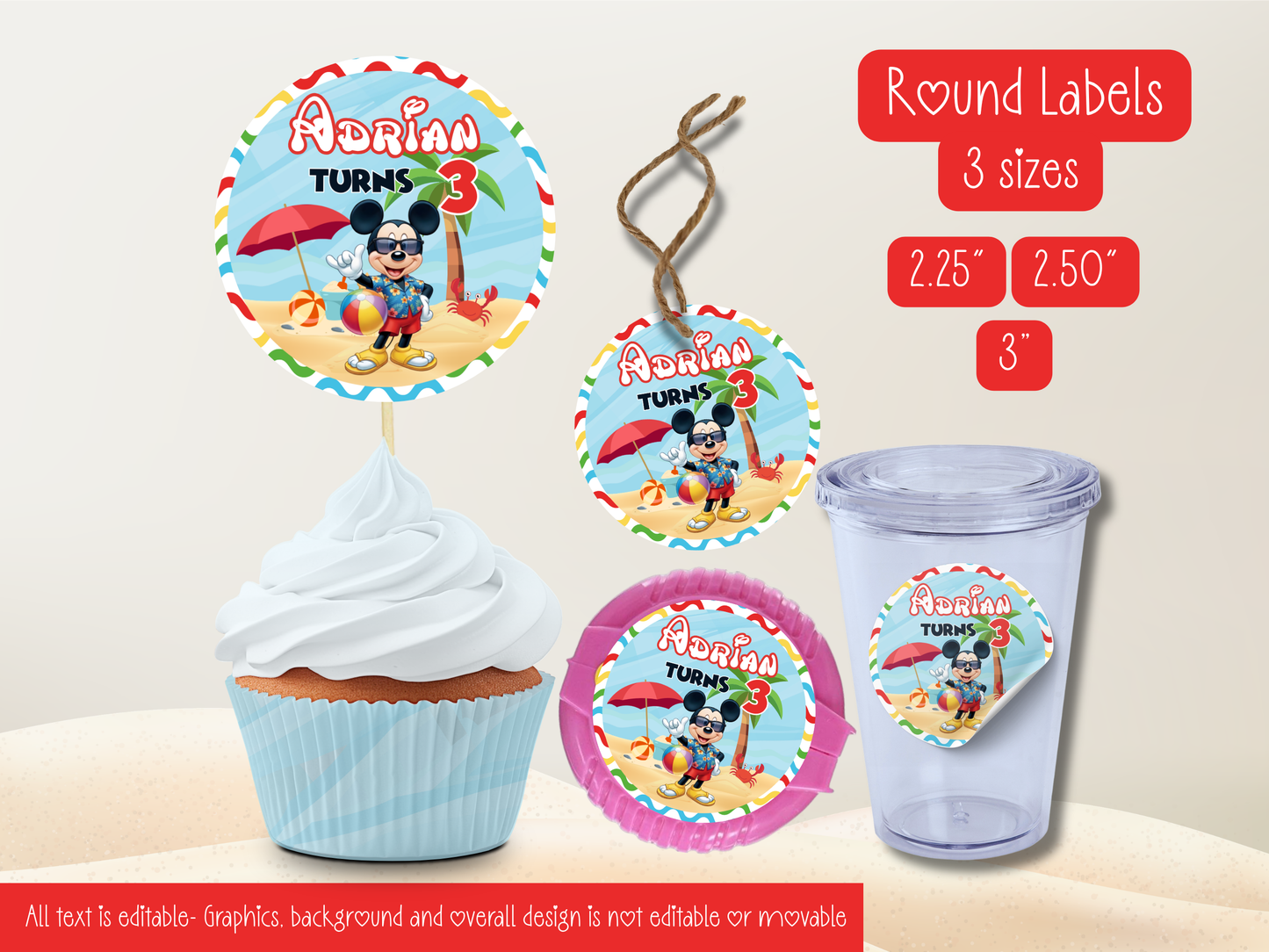Editable Mickey Summer Birthday Party Printables