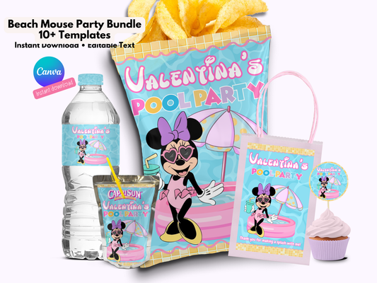 Minnie Pool Party Printable Templates | 10 template bundle