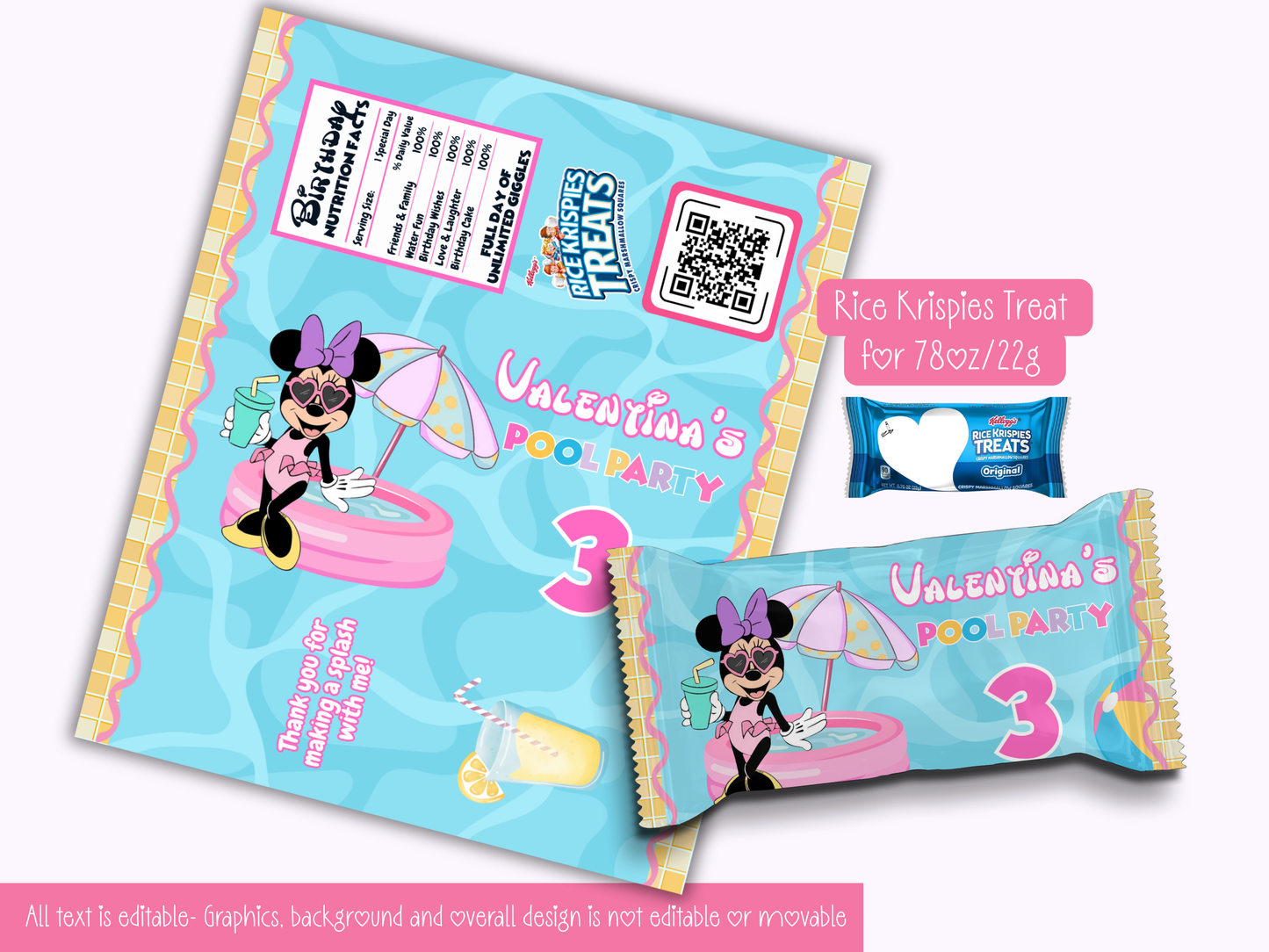 Minnie Pool Party Printable Templates | 10 template bundle