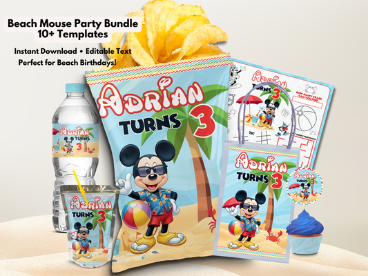 Editable Mickey Summer Birthday Party Printables