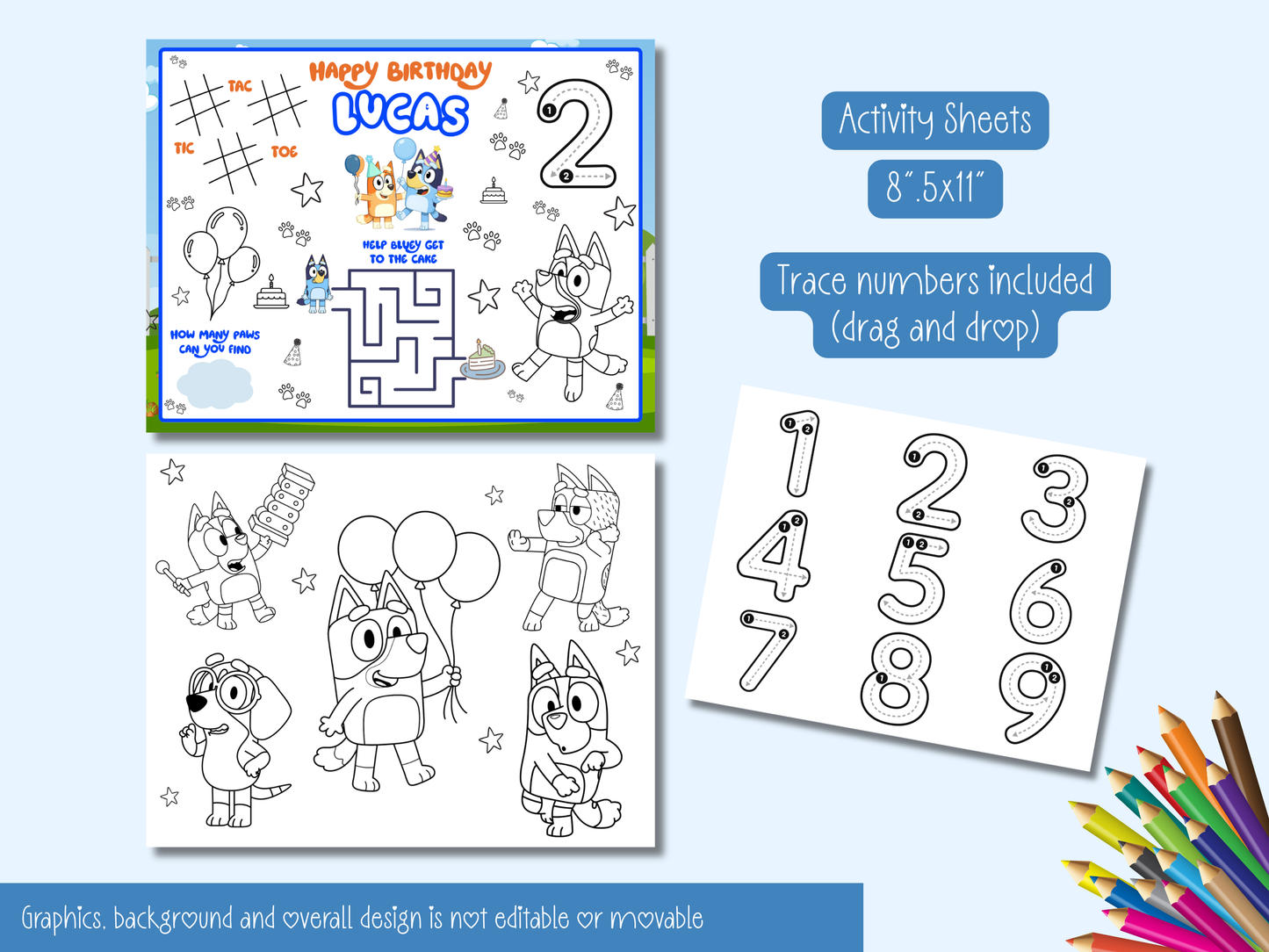 Bluey Inspired Birthday Party Bundle Template | Editable Canva Party Decorations
