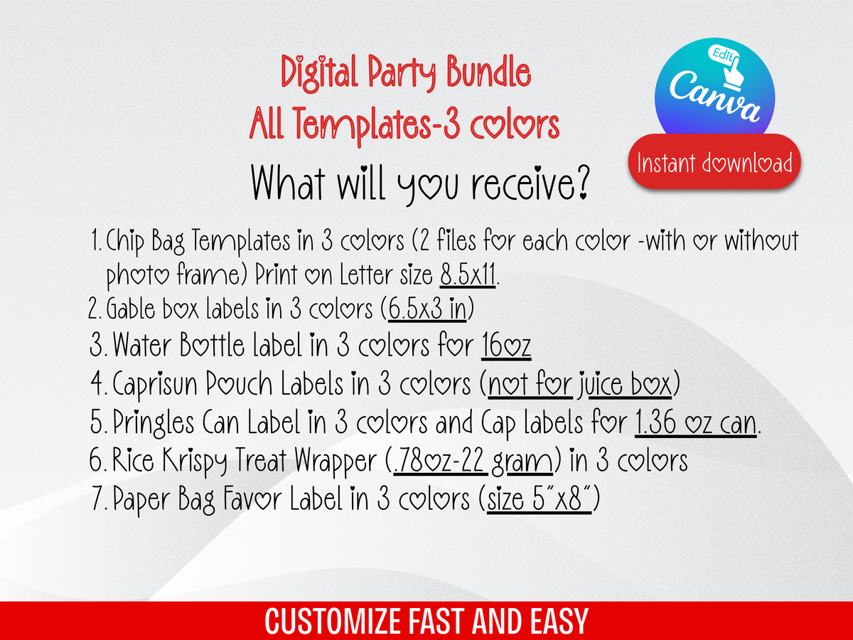 Mickey Mouse Clubhouse Party Bundle (Digital Download) Editable in Canva