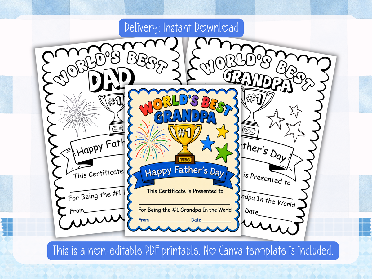 Father's Day Printable PDF Bundle | All About My Dad & Grandpa Keepsake Pages