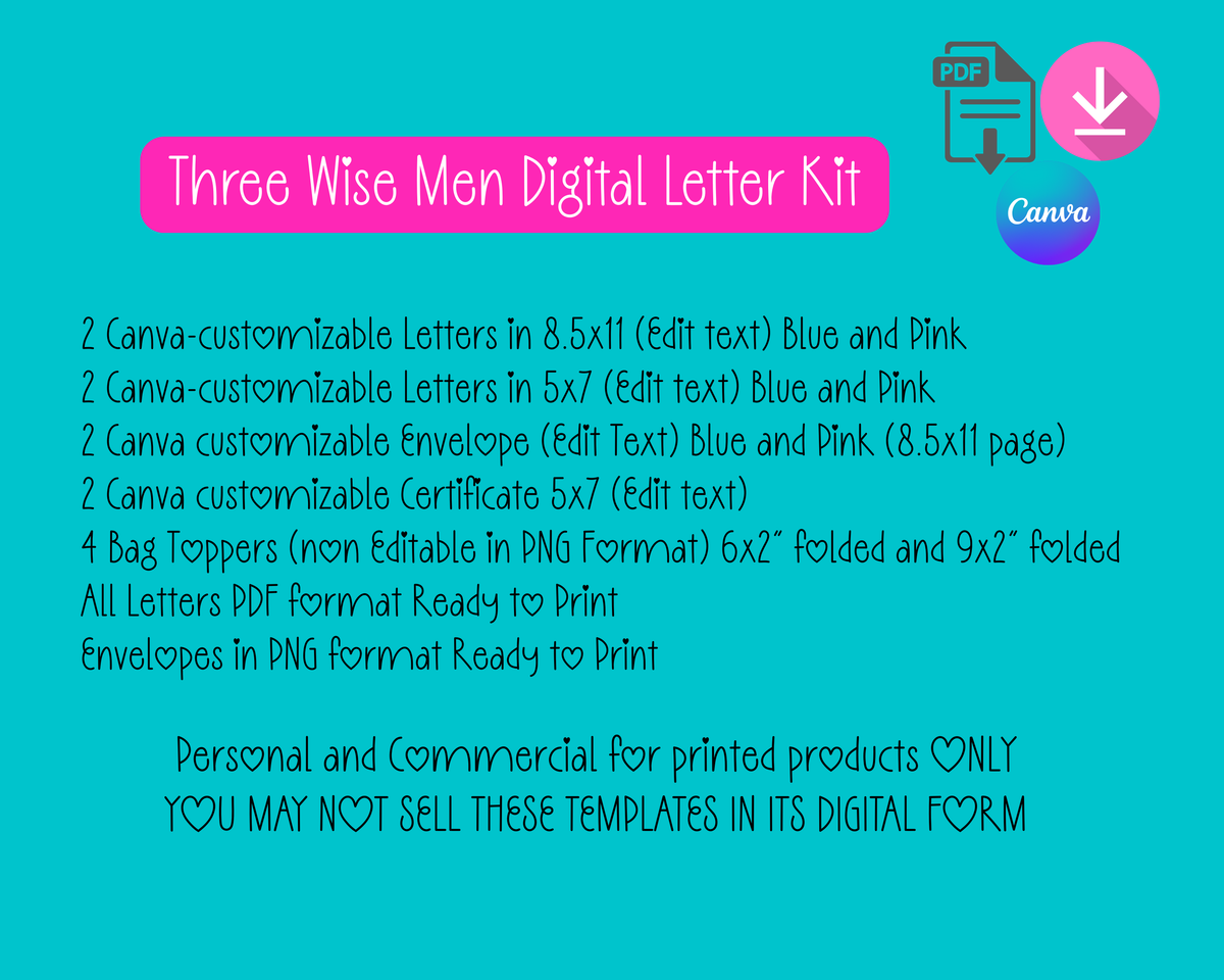Printable Wise Men Letter Kit - Digital Download (Personal and Commercial use)