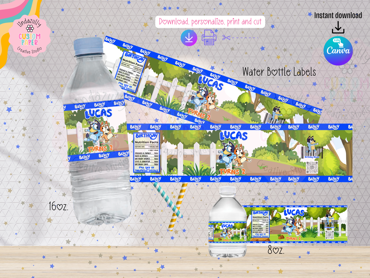 Bluey Inspired Birthday Party Bundle- Printable Canva Editable