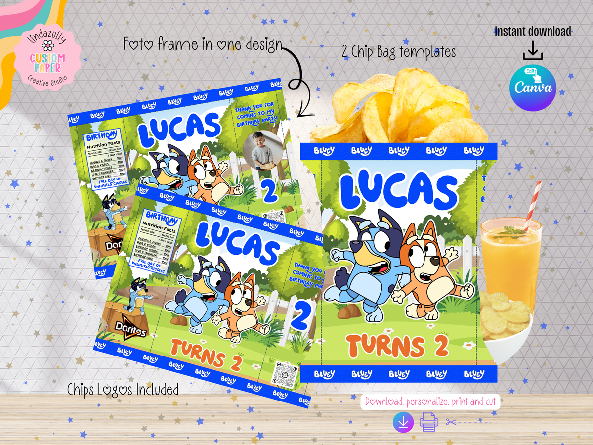 Bluey Inspired Birthday Party Bundle- Printable Canva Editable