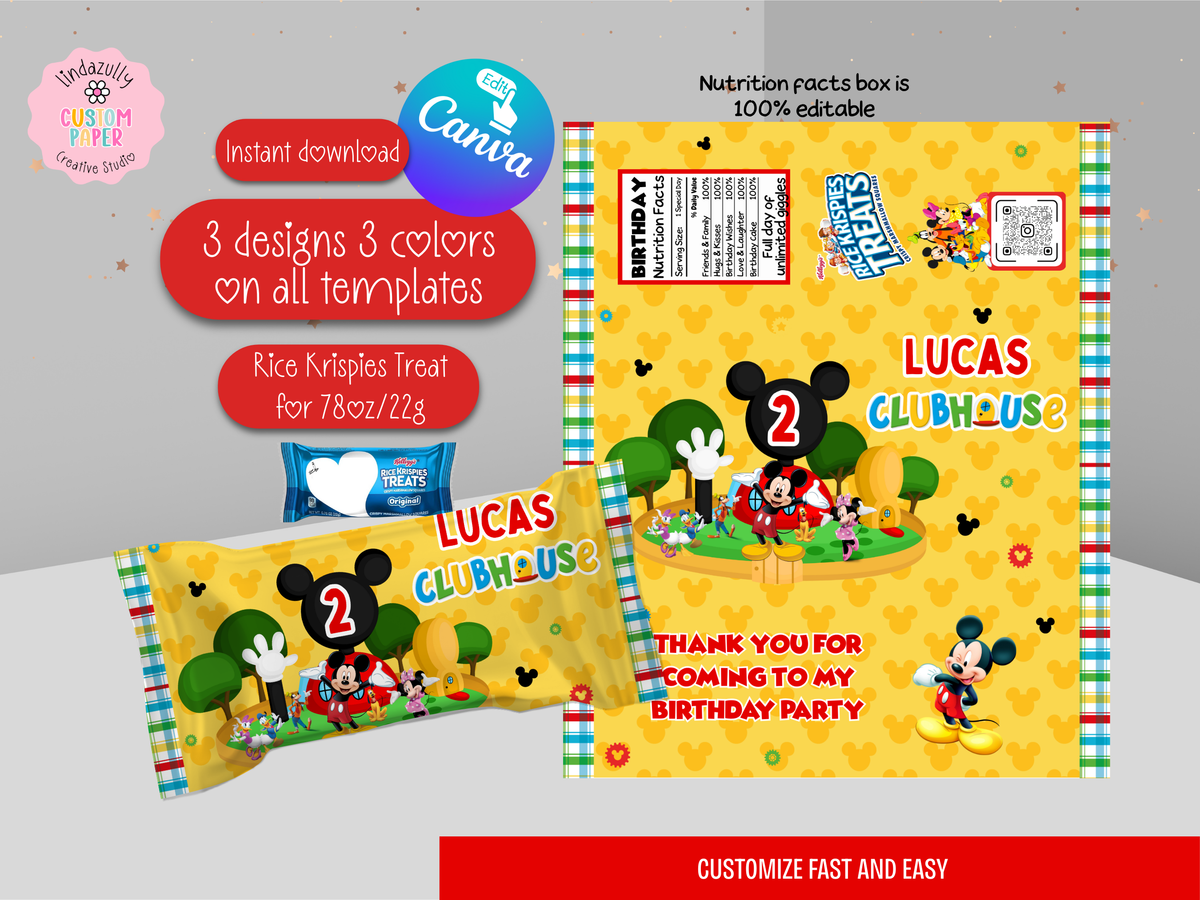 Mickey Mouse Clubhouse Party Bundle (Digital Download) Editable in Canva