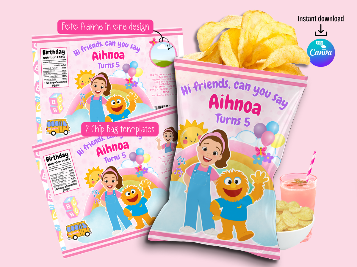 MS Rachel Inspired Printable Party Bundle Kit (Digital file) Personalize in Canva