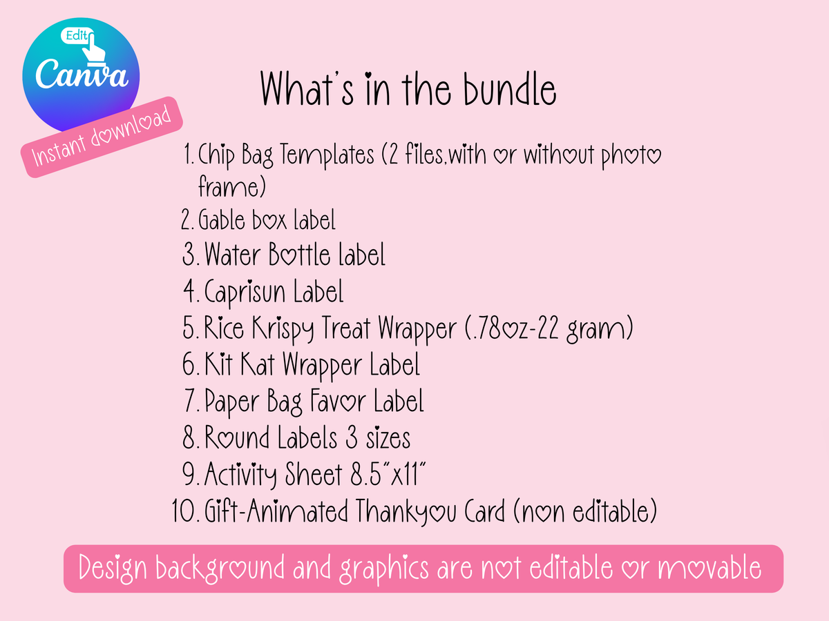 MS Rachel Inspired Printable Party Bundle Kit (Digital file) Personalize in Canva
