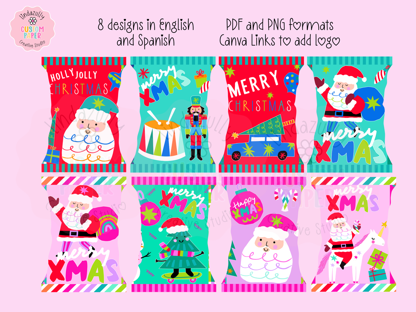 Printable Christmas Candy Bags-English and Spanish (Digital download)