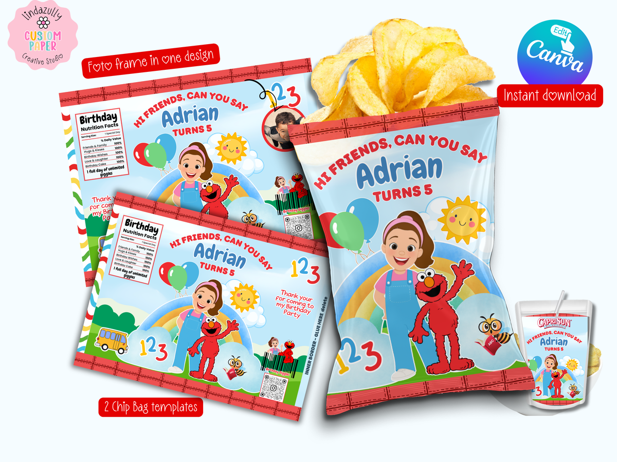 Ms Rachel and Elmo Printable Party Bundle | Canva Editable| Instant Download