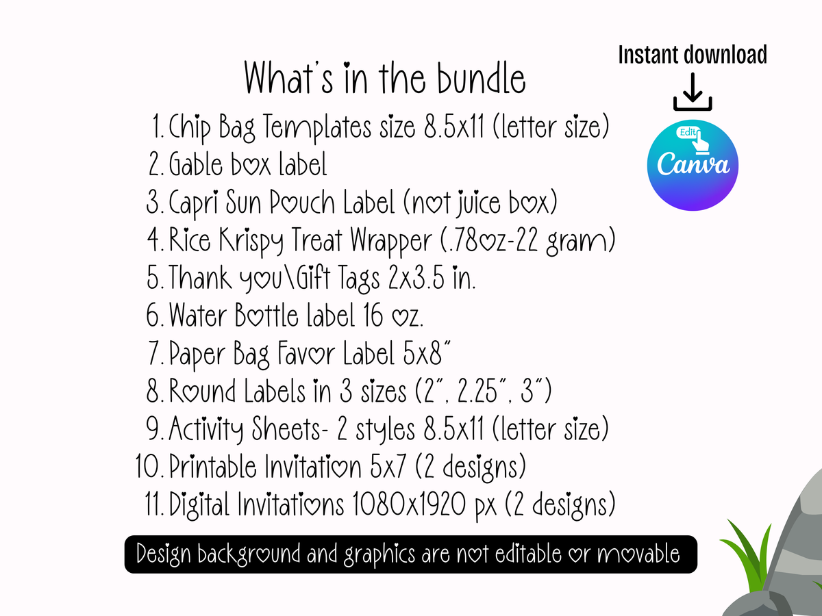 Minnie Safari Party Bundle Canva Template | Editable Jungle Birthday Decorations | Chip Bag, Capri Sun, Water Bottle Labels & More (Copy)