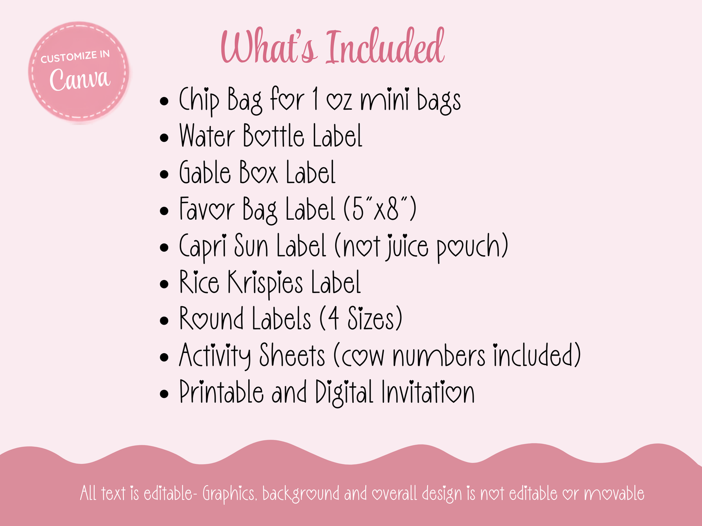 Pink Farm Party Decor Bundle| Canva Editable| Instant Download
