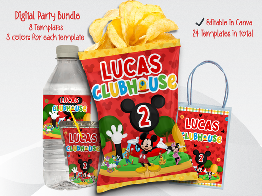 Mickey Mouse Clubhouse Party Bundle (Digital Download) Editable in Canva