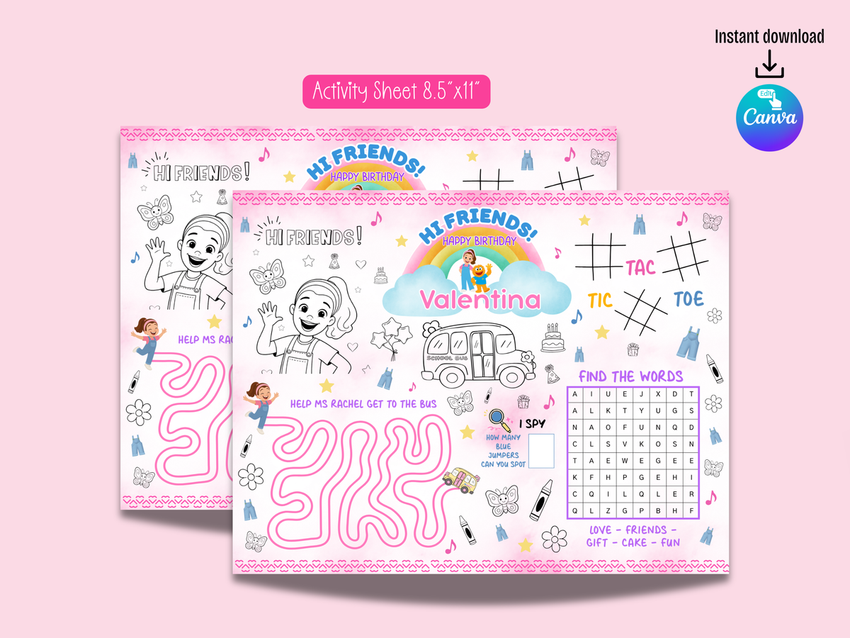 MS Rachel Inspired Printable Party Bundle Kit (Digital file) Personalize in Canva